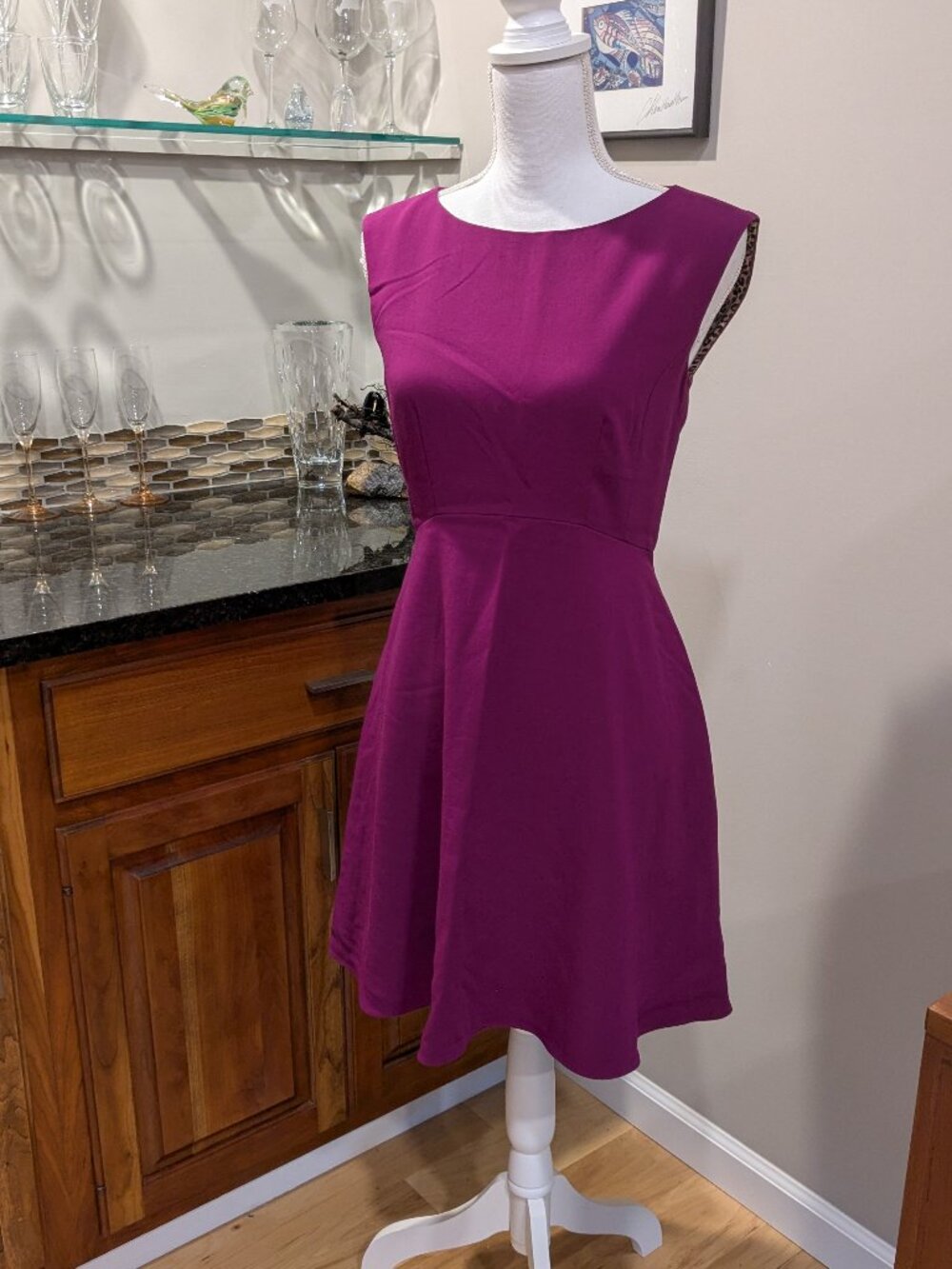 Stunning Tahari ASL Magenta Pink Fit & Flare Skater Dress 4 Cocktail Dress